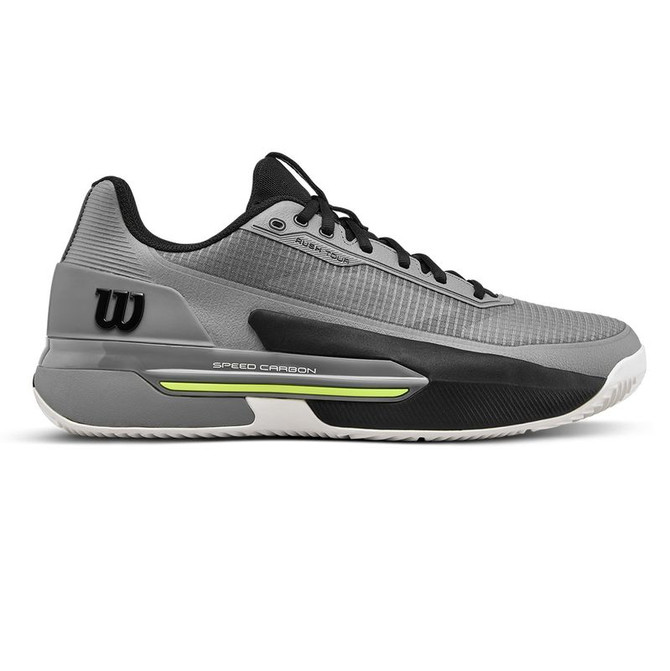 Wilson Rush Tour 5 Mens Clay Tennis Shoe - Titanium/Black/Safety Yellow