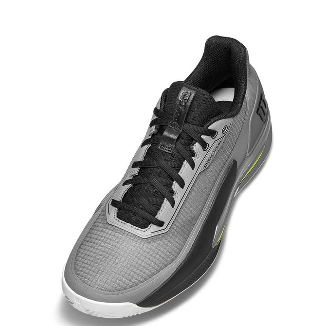 Wilson Rush Tour 5 Mens Clay Tennis Shoe - Titanium/Black/Safety Yellow