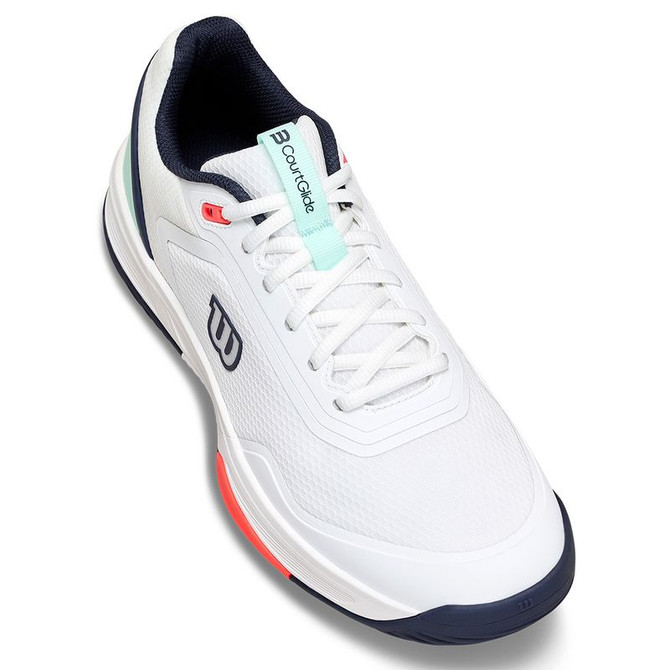 Wilson CourtGlide Mens Padel Shoe - White/Bay/Fiery Coral