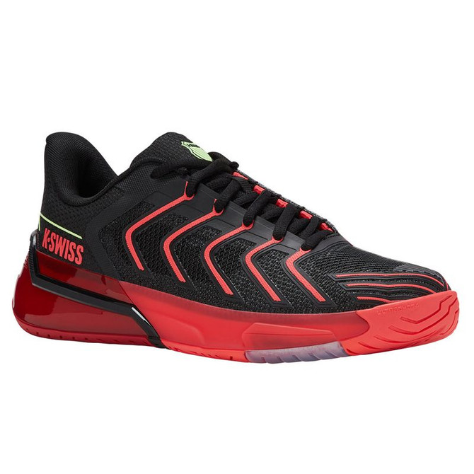 K Swiss Ultrashot 4 Mens Tennis Shoe - Black/Neon Lava/Chili Pepper