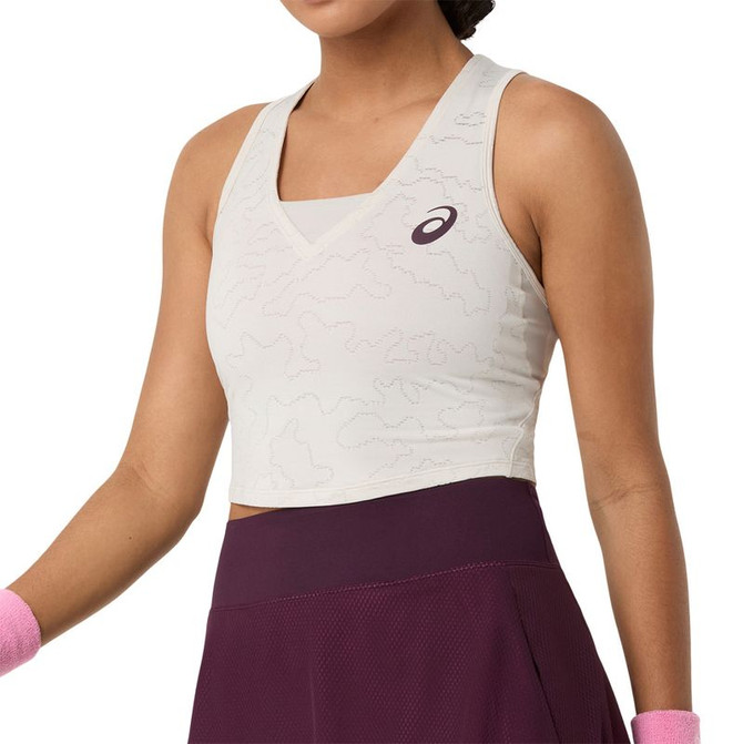 Asics Match Jacquard Crop Top - Soft Oat