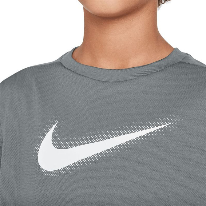 Nike Boys Dri Fit Short Sleeve Shirt - Smoke Grey/White