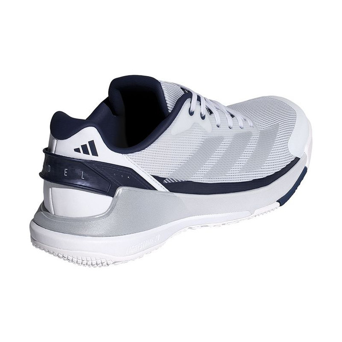 adidas Crazyquick LS Mens Padel Shoe - White/Silver Metallic/Dark Blue - Final Sale