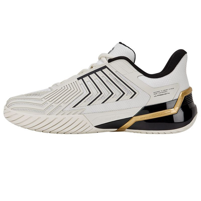 K Swiss Ultrashot 4 Mens Tennis Shoe - Blanc de Blanc/Moonless Night/Gold