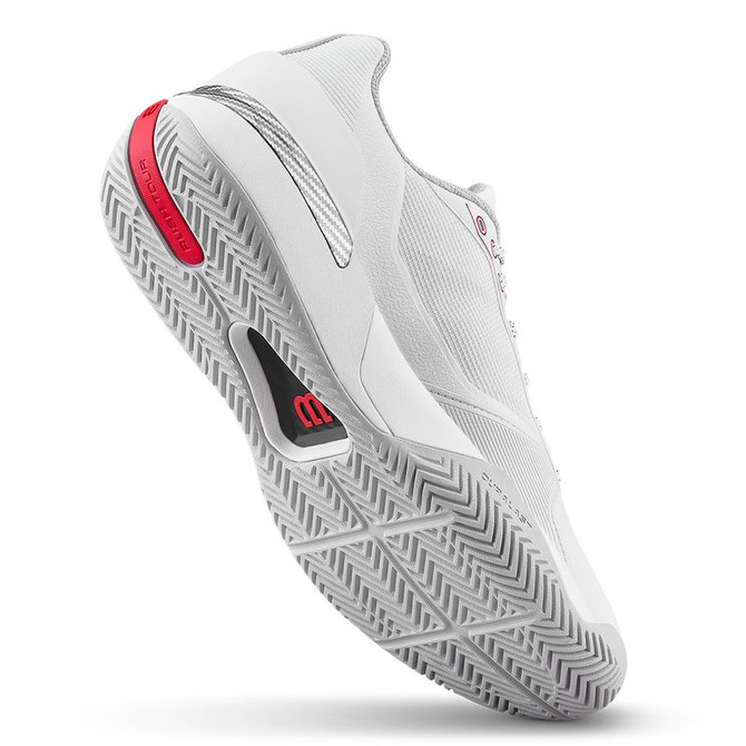 Wilson Rush Tour 5 Mens Tennis Shoe - White/Micro Chip/Wilson Red