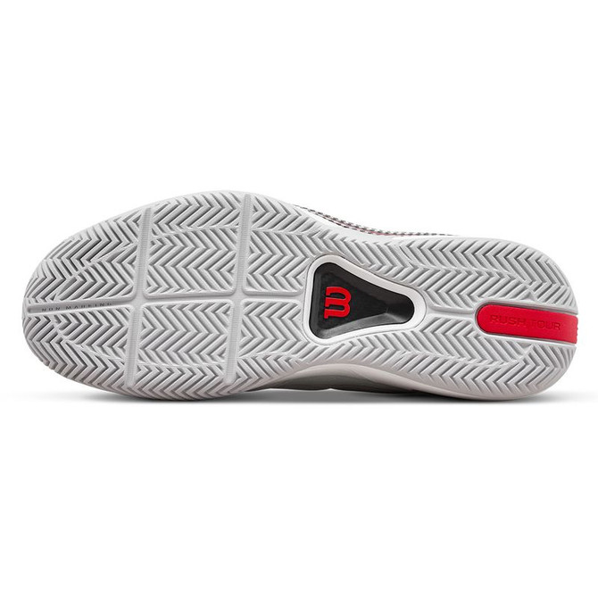 Wilson Rush Tour 5 Mens Tennis Shoe - White/Micro Chip/Wilson Red
