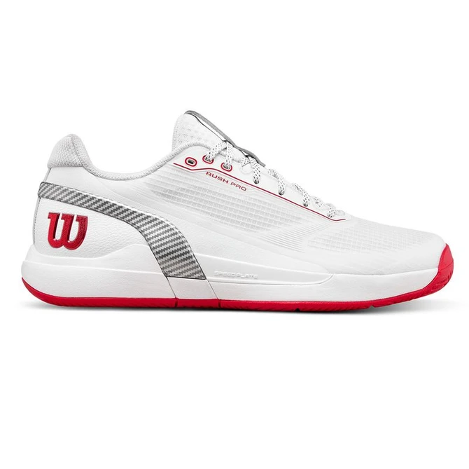 Wilson Rush Pro 5 Mens Tennis Shoe - White/Wilson Red/Black