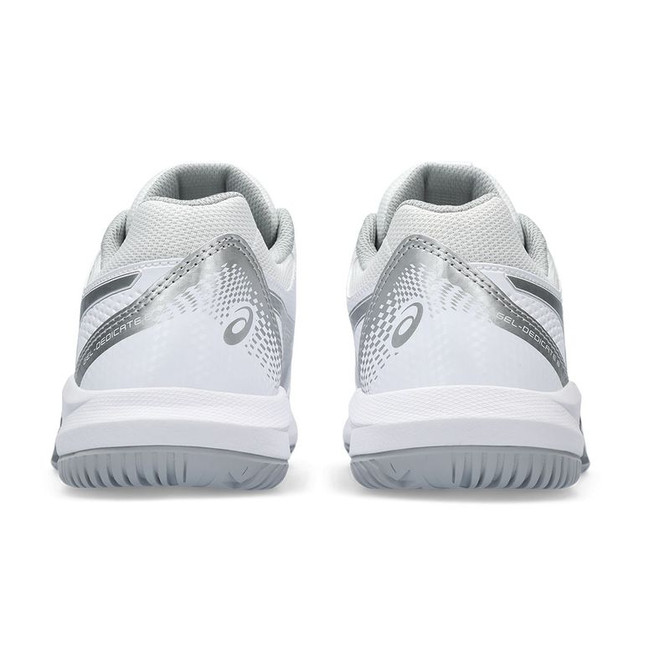 Asics Gel Dedicate 8 Womens Tennis Shoe - White/Pure Silver - 5
