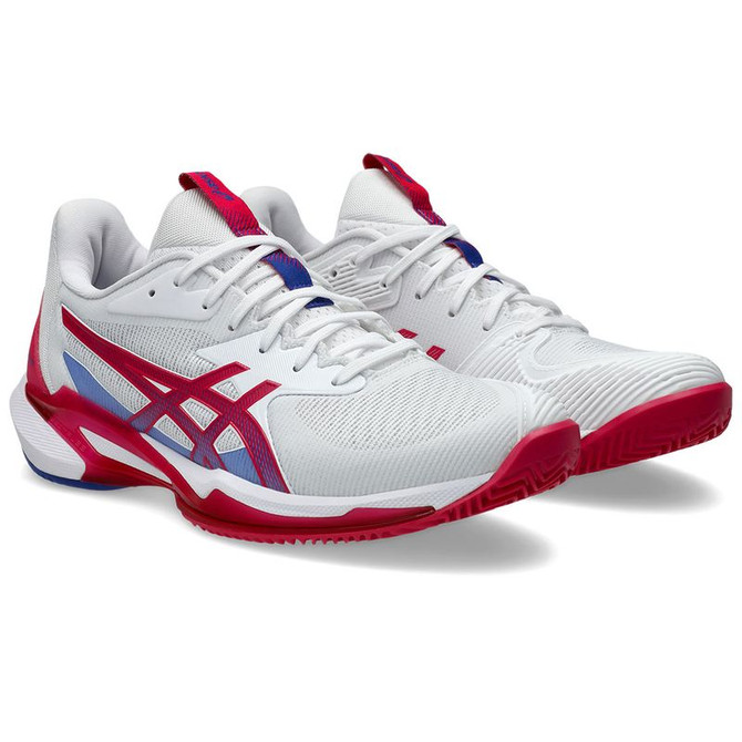 Asics Solution Speed FF 3 Womens Clay Tennis Shoe - White/Bright Rose - 4