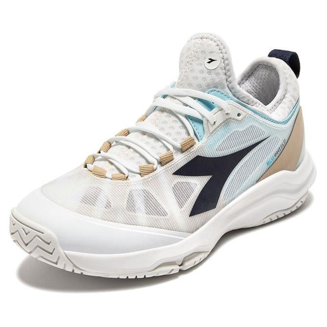 Diadora Speed Blushield Fly 4 Plus AG Womens Tennis Shoe - White/Blue Corsair - 5