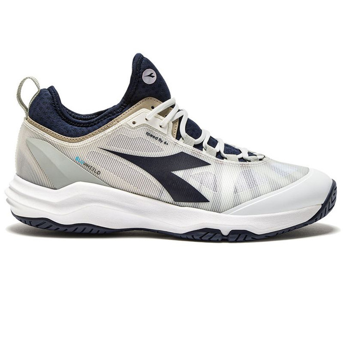 Diadora Speed Blushield Fly 4 Plus AG Mens Tennis Shoe - White/Blue Corsair