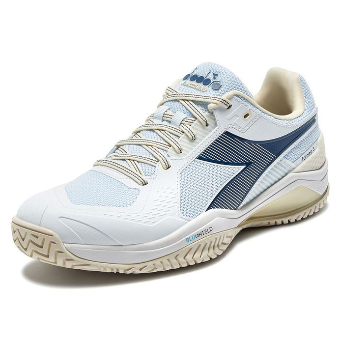 Diadora Blushield Torneo 3 AG Mens Tennis Shoe - White/Ensign Blue/Whisper White - 3