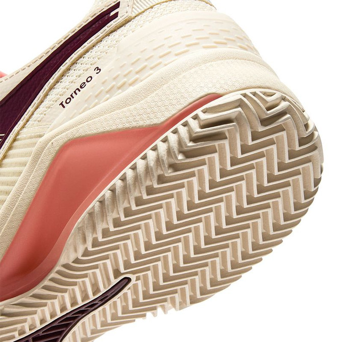 Diadora Blushield Torneo 3 AG Womens Clay Tennis Shoe - Whisper White/Maroon/Desert Flower - 2
