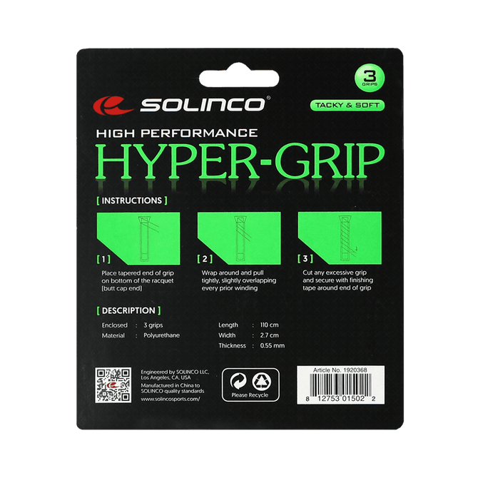Solinco Hyper Grip Overgrip 3 Pack - White