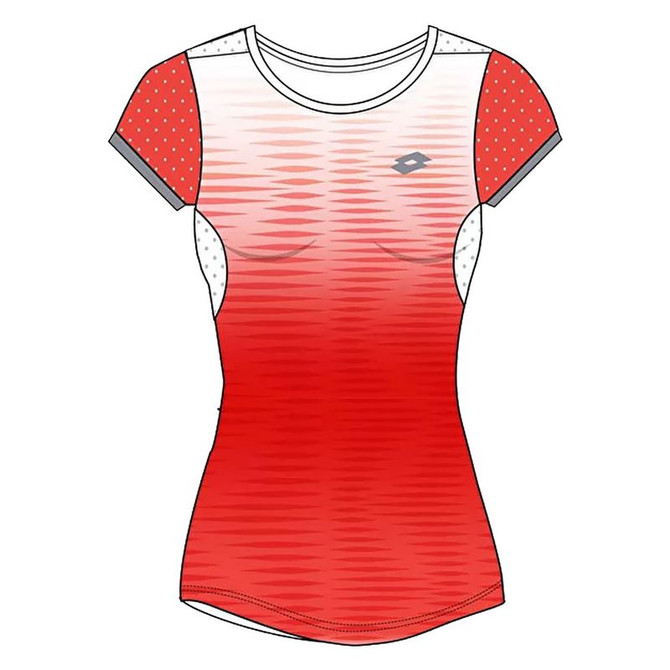 Lotto Girls Top Ten Tee I - Red Poppy/Bright White - 3