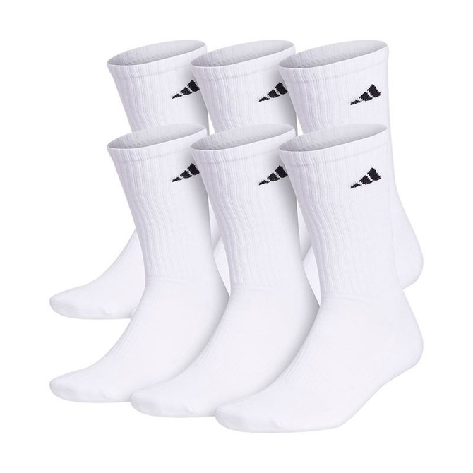 adidas Mens Athletic Cushioned (X-LARGE) Crew Sock 6 Pack - White/Black