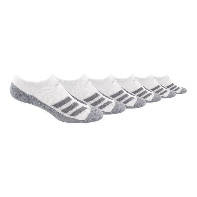 adidas Cushioned Angle Stripe Kids No Show Sock (6 Pack) - White/Grey