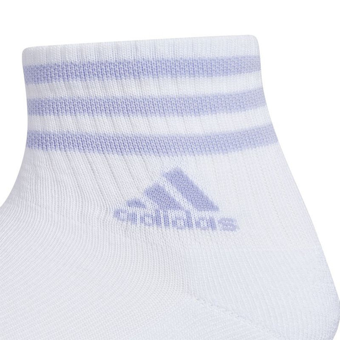 adidas Cushioned 3-Stripe 3.0 Women's 3 Pack High Quarter Sock - Clear Onix Grey/Lilac - 3