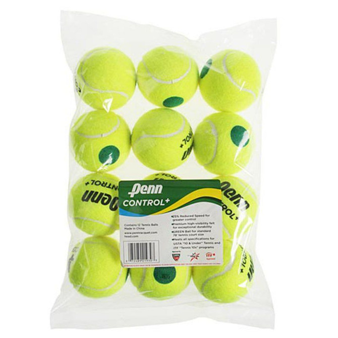 Penn Control Plus Green Dot Tennis Balls (12 pack)