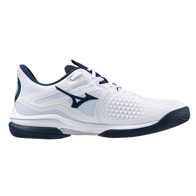 Mizuno Wave Exceed Tour 6 Mens Clay Tennis Shoe - White/Dress Blue - 3