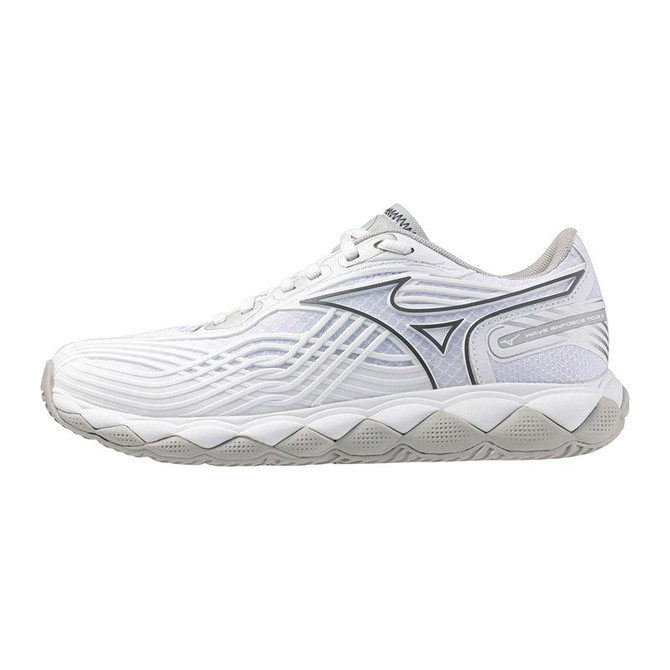Mizuno Wave Enforce Tour 2 Womens Tennis Shoe - White/Silver - 4