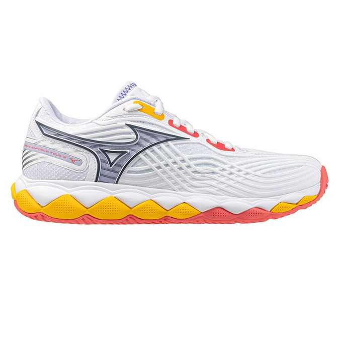 Mizuno Wave Enforce Tour 2 Womens Tennis Shoe - White/Icelandic Blue