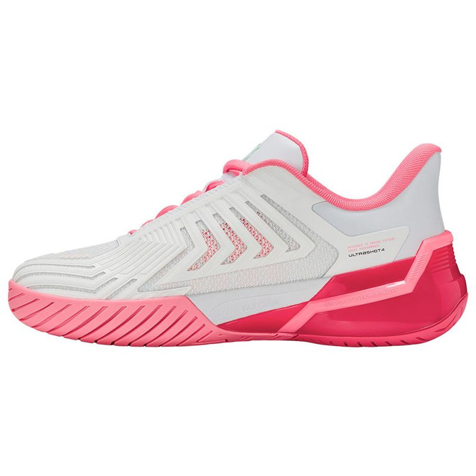 K Swiss Ultrashot 4 Womens Tennis Shoe - White/Neon Pastel Pink/Hot Neon Pink - 3