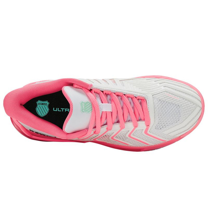 K Swiss Ultrashot 4 Womens Tennis Shoe - White/Neon Pastel Pink/Hot Neon Pink - 6