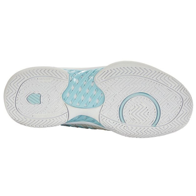 K Swiss Hypercourt Express 2 WIDE (D) Womens Tennis Shoe - Gray/White/Blue Glow - 2