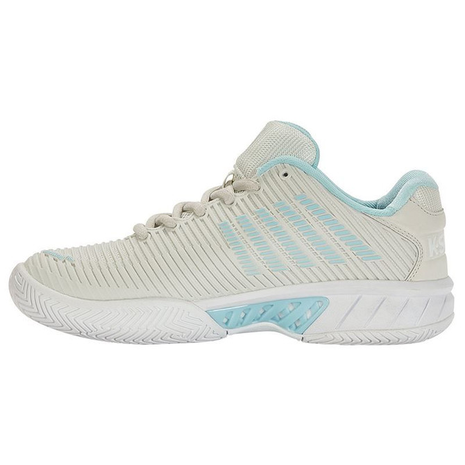 K Swiss Hypercourt Express 2 WIDE (D) Womens Tennis Shoe - Gray/White/Blue Glow - 3