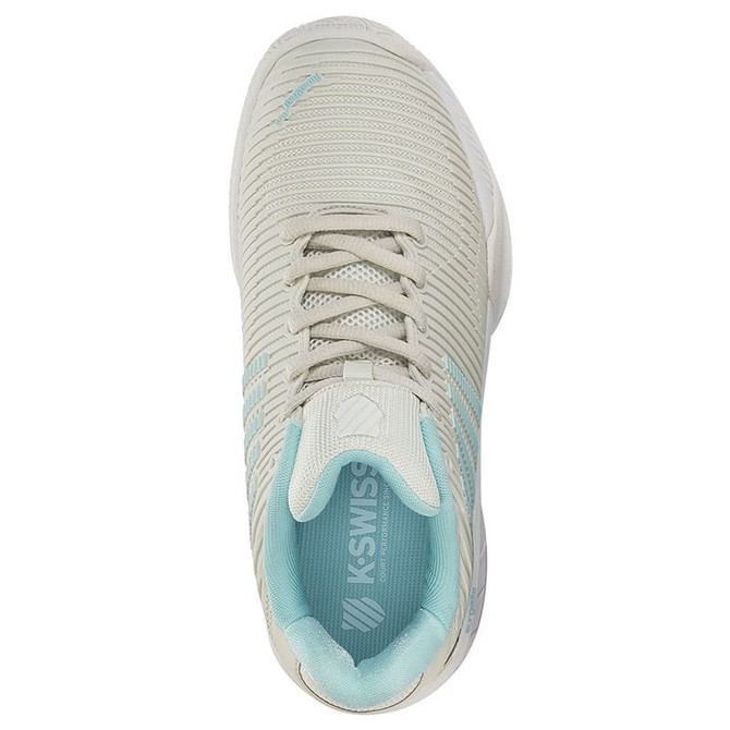 K Swiss Hypercourt Express 2 WIDE (D) Womens Tennis Shoe - Gray/White/Blue Glow - 6