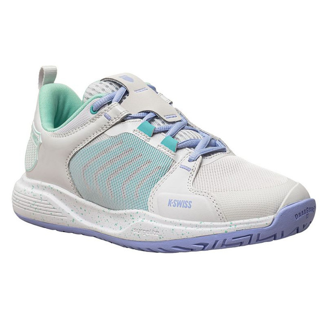 K Swiss Ultrashot Team Womens Tennis Shoe - Nimbus Cloud/Neon Purple/Neon Teal - 4