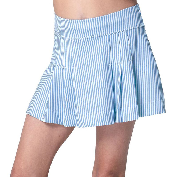 Lucky in Love Linen Nouveau Girls Striped Skirt - Periwinkle