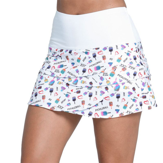 Lucky in Love Pickleball Medley Scallop Skirt - Multi