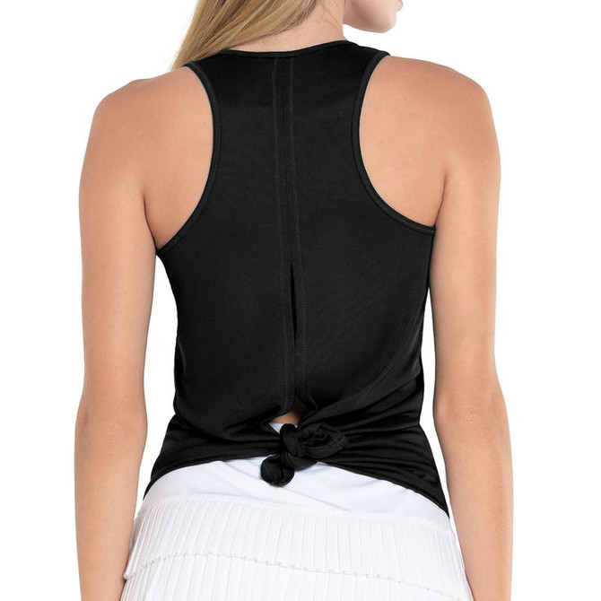 Lucky In Love Essentials Rib Tie Back Tank Top - Black - 3