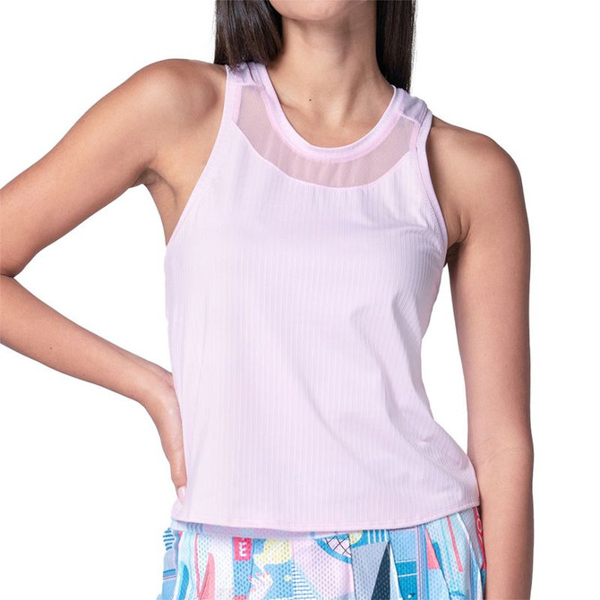 Lucky in Love Linen Nouveau Goddess Hip Fit Tank Top - Pink Sand