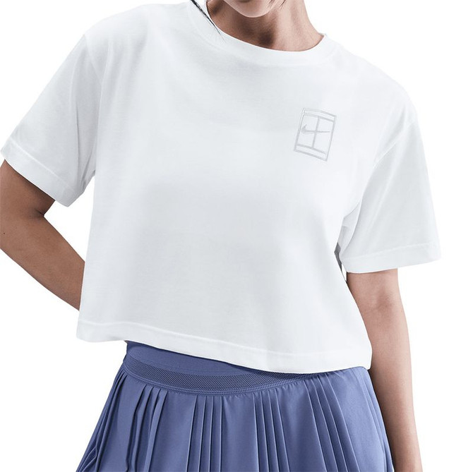 Nike Court Slam Crop Tee Shirt - White - 5