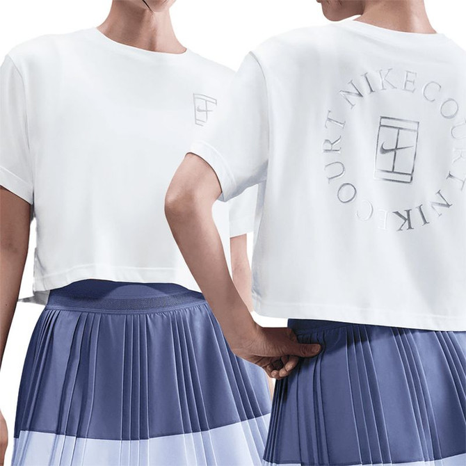 Nike Court Slam Crop Tee Shirt - White