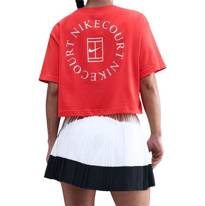Nike Court Slam Crop Tee Shirt - Light Crimson - 2