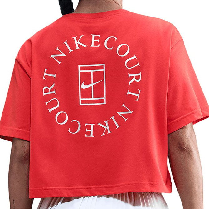 Nike Court Slam Crop Tee Shirt - Light Crimson - 3