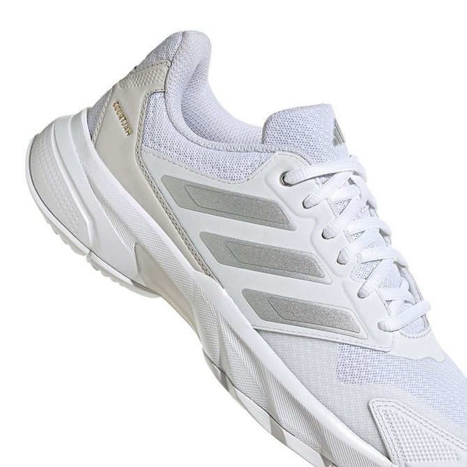 adidas CourtJam Control 3 Womens Tennis Shoe - White/Silver/Grey - 7