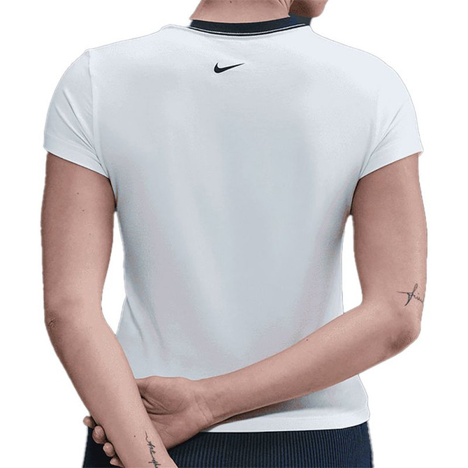 Nike Court Club Short Sleeve Crop Top - White/Midnight Navy - 3
