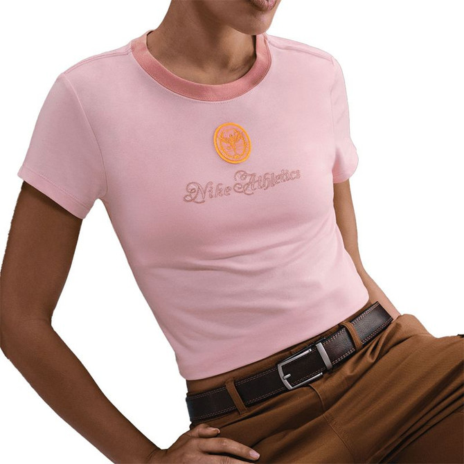 Nike Court Club Short Sleeve Crop Top - Pink Glaze/Red Stardust - 3