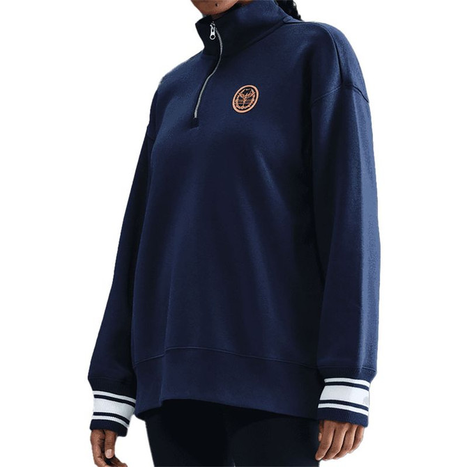 Nike Court Club Fleece Quarter Zip - Midnight Navy/White/Laser Orange