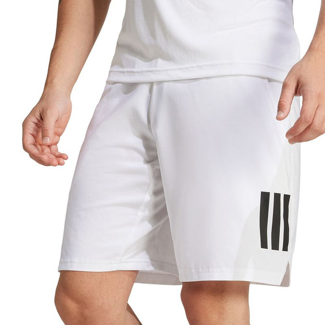 adidas Club 7 inch 3 Stripe Short - White