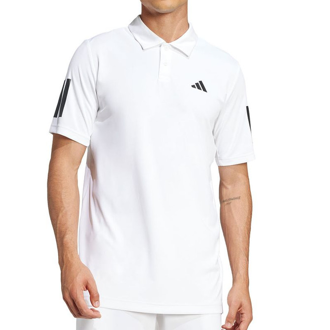 adidas Club 3 Stripe Polo - White