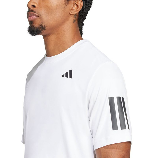 adidas Club 3 Stripe Tee Shirt - White - 2