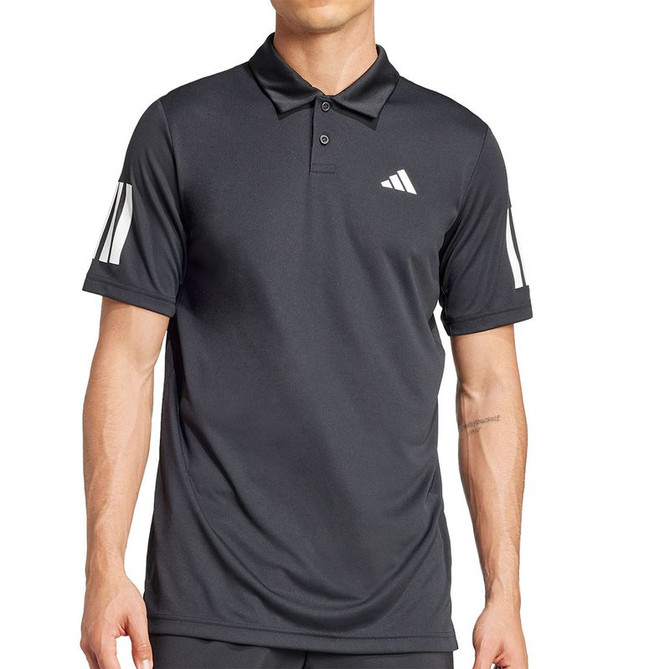 adidas Club 3 Stripe Polo - Black