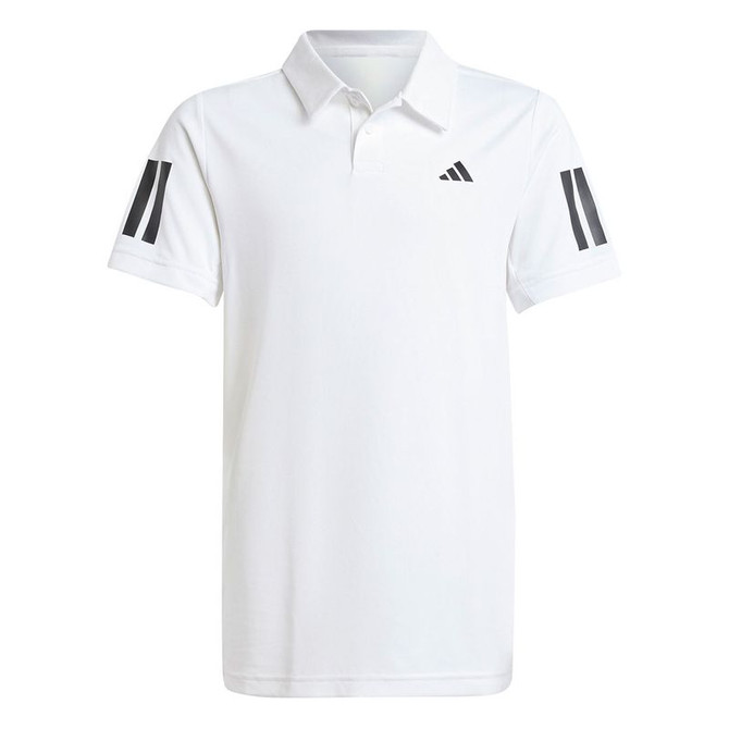 adidas Club 3 Stripe Boys Polo - White