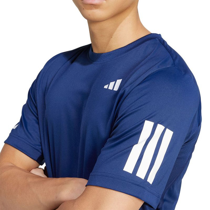 adidas Club 3 Stripe Tee Shirt - Dark Blue - 2